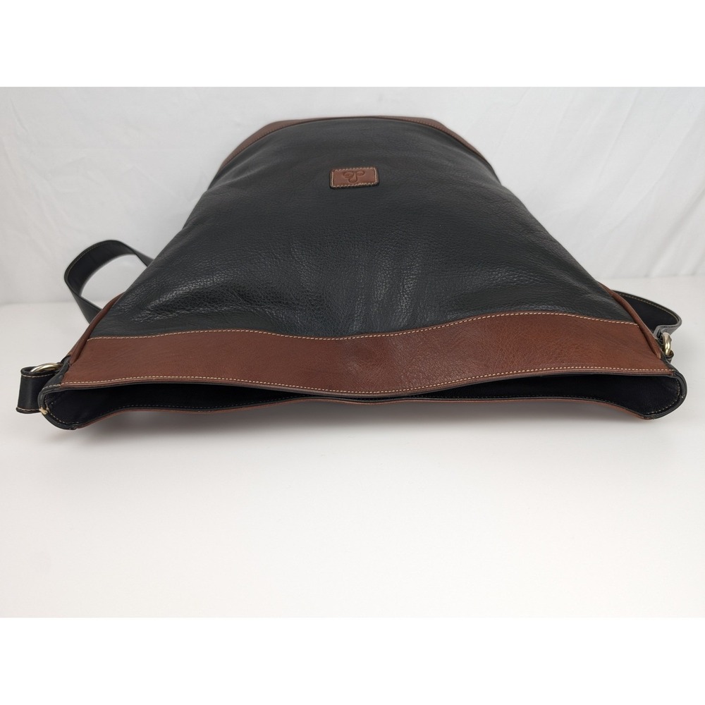 DG Monogram Leather Hobo Shoulder Bag Black Brown Two Tone Quiet Luxury Boho Y2K - Picture 8 of 12
